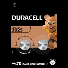 Duracell 2025 Lityum Düğme Pil 3V, 2'li Paket (CR2025)