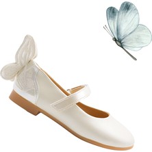 Mariposa Kelebek Figürü Detaylı Kız Çocuk Babet Ayakkabı Sedef Rengi