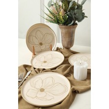 Keramika Taupe Bloom Nordıc Pasta Tabağı 22 cm 6 Adet 22529