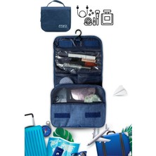 Şık Mavi Seyahat ve Kişisel Bakım Organizer Çantası