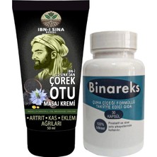 Binareks Ibn-I Sina Çörek Otu Kremi 50 ml Sırt Bel Kas Diz Iskelet Agrilarina Teskin Edici Masaj Kremi+ Binareks Erkeklere 30 Lu Pırostat Çuha Çiçeği Kaps
