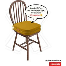 Xpermate 2'li Standartfit Oval Sandalye Minderi Fermuarlı Yıkanabilir Kılıf Bağcıklı Su ve Yağ Itici 42 x 42 x 5 Hardal