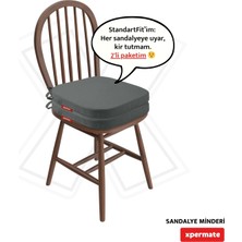 Xpermate 2'li Standartfit Oval Sandalye Minderi Fermuarlı Yıkanabilir Kılıf Bağcıklı Su ve Yağ Itici 42 x 42 x 5 Antrasit