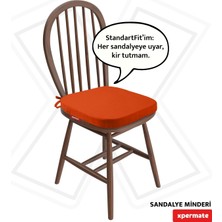 Xpermate Oval Sandalye Minderi 42x42x5 cm Standart Fit Fermuarlı Yıkanabilir Kılıf Bağcıklı Kaymaz Su ve Yağ İtici Kremit