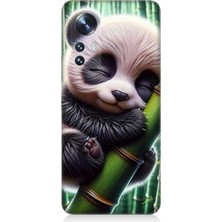 Xiaomi Mi 12 Uyumlu Bambu Tutan Panda  Desenli Silikon Kılıf