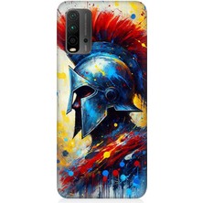 Xiaomi Redmi 9t Uyumlu Kızıl Miğferli Savaşçı  Desenli Silikon Kılıf