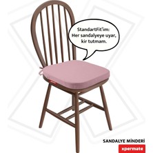 Xpermate Oval Sandalye Minderi 42x42x5 cm Standart Fit Fermuarlı Yıkanabilir Kılıf Bağcıklı Kaymaz Su ve Yağ İtici Pembe