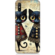 Xiaomi Redmi 9A Uyumlu Dantel Elbiseli Kedi Dostluğu  Desenli Silikon Kılıf