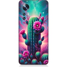 Xiaomi Mi 12 Uyumlu Neon Renkli Kaktüs Bahçesi  Desenli Silikon Kılıf