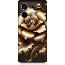 Xiaomi Redmi Note 13 Pro 5g Uyumlu Altın Işıklı Zarif Çiçek  Desenli Silikon Kılıf