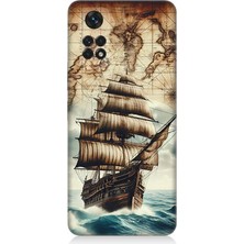Xiaomi Redmi Note 11 Uyumlu Haritada Yelkenli Macera  Desenli Silikon Kılıf