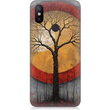 Xiaomi Mi A2 Uyumlu Sarı Kırmızı Ağaç Gölgesi  Desenli Silikon Kılıf