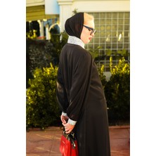 Harika Wear Yazlık Siyah Şifon Abaya – (Sadece Abaya-Içi Gösteriyor)