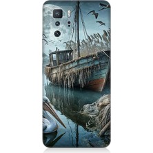 Xiaomi Poco X3 Gt Uyumlu Ay Işığında Eski Gemi  Desenli Silikon Kılıf