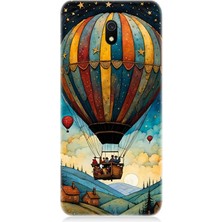 Xiaomi Redmi 8A Uyumlu Göklerde Renkli Balon Yolculuğu  Desenli Silikon Kılıf