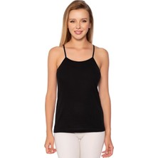 Kadın Ribana Ip Askılı Düz Biye Atlet-Beden No:3- Siyah 4ADET