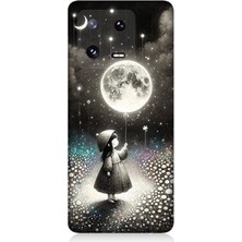 Xiaomi Mi 13 Pro 5g Uyumlu Kız Çocuğu ve Ay Balonu  Desenli Silikon Kılıf