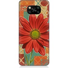 Xiaomi Poco X3 Uyumlu Kiremit Desende Renkli Çiçek  Desenli Silikon Kılıf