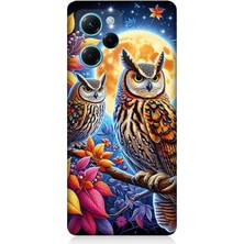 Xiaomi Poco X5 Pro Uyumlu Dallarda Bilge Baykuşlar  Desenli Silikon Kılıf