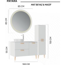 Patara Lavabo Dolabı 100CM Mat Beyaz