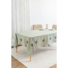 Florita Yeşil  Punch Işlemeli Dertsiz Leke Tutmaz Masa Örtüsü 160X220 cm