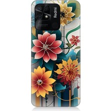 Xiaomi Redmi 10C Uyumlu Dijital Çiçek Kompozisyonu  Desenli Silikon Kılıf