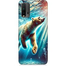 Xiaomi Redmi 9t Uyumlu Suda Dans Eden Ayı  Desenli Silikon Kılıf