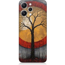 Xiaomi Redmi 12 Uyumlu Sarı Kırmızı Ağaç Gölgesi  Desenli Silikon Kılıf