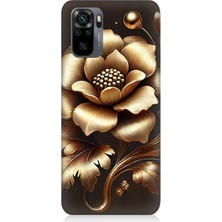 Xiaomi Redmi Note 10 Uyumlu Altın Işıklı Zarif Çiçek  Desenli Silikon Kılıf