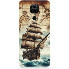 Xiaomi Redmi Note 9 Uyumlu Haritada Yelkenli Macera  Desenli Silikon Kılıf