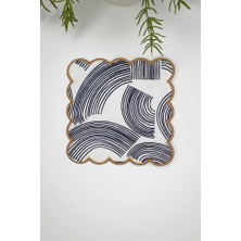 Çizgisel Kavisli Desenli Nakış Kenar Kokteyl Peçetesi 1 Adet