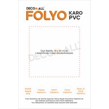 K-30 Kendinden Yapışkanlı Folyo Karo Suya Dayanıklı Mutfak Banyo Zemin Kaplama 30X30 Cm(4 Adet)