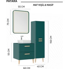 Patara Lavabo Dolabı 60CM Mat Yeşil