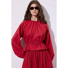 Bağlama Detaylı Kısa Bluz Kırmızı