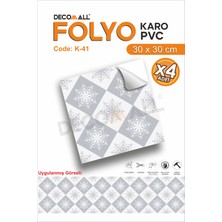 K-41 Kendinden Yapışkanlı Folyo Karo Suya Dayanıklı Mutfak Banyo Zemin Kaplama 30X30 Cm(4 Adet)