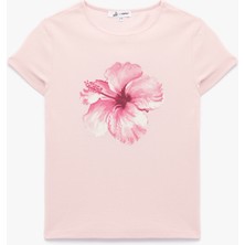 Koton Slim Fit Kısa Kollu Bisiklet Yaka Pamuklu Çiçek Baskılı Tişört