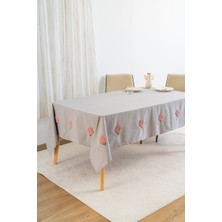 Florita Gri Punch Işlemeli Dertsiz Leke Tutmaz Masa Örtüsü 160X220 cm