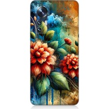 Teknomeg Xiaomi Mi 12 Uyumlu Kırmızı Çiçek ve Tomurcuklar  Desenli Silikon Kılıf