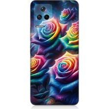 Teknomeg Xiaomi Poco F4 Uyumlu Gökkuşağı Güllerin Patlaması  Desenli Silikon Kılıf