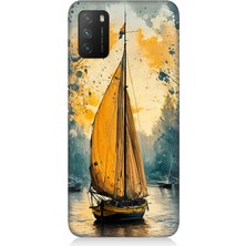 Teknomeg Xiaomi Poco M3 Uyumlu Rüzgârla Dans Eden Yelkenli  Desenli Silikon Kılıf