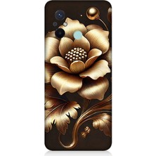 Teknomeg Xiaomi Redmi 12C Uyumlu Altın Işıklı Zarif Çiçek  Desenli Silikon Kılıf