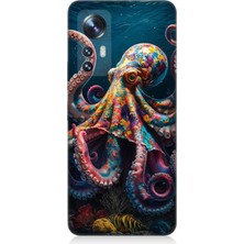Teknomeg Xiaomi Mi 12 Uyumlu Derinliklerde Sekiz Kol Ahtapot  Desenli Silikon Kılıf