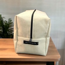 Şık Bej Panama Makyaj Çantası, Hafif ve Kullanışlı Tasarım