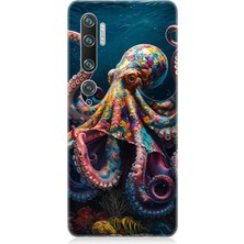 Teknomeg Xiaomi Mi Note 10 Uyumlu Derinliklerde Sekiz Kol Ahtapot  Desenli Silikon Kılıf