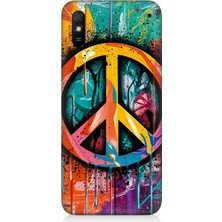 Teknomeg Xiaomi Redmi 9A Uyumlu Renkli Barış Işareti  Desenli Silikon Kılıf