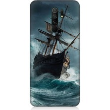 Teknomeg Xiaomi Redmi 9 Uyumlu Fırtınada Eski Gemi  Desenli Silikon Kılıf