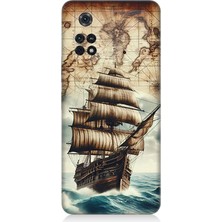 Teknomeg Xiaomi Poco M4 Pro Uyumlu Haritada Yelkenli Macera  Desenli Silikon Kılıf