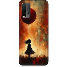 Teknomeg Xiaomi Redmi 9t Uyumlu Balonlu Küçük Kız  Desenli Silikon Kılıf