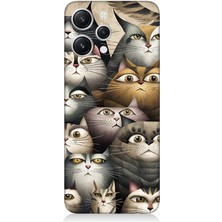 Teknomeg Xiaomi Redmi 12 Uyumlu Meraklı Gözlü Kediler  Desenli Silikon Kılıf