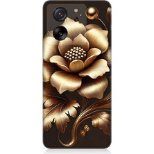 Teknomeg Xiaomi Mi 13T Pro Uyumlu Altın Işıklı Zarif Çiçek  Desenli Silikon Kılıf